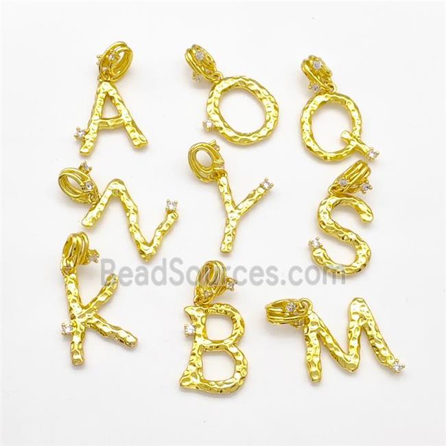 Copper Letter Pendant Pave Zircon Mixed Alphabet Gold Plated