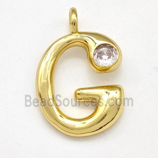 Copper Letter-G Pendant Pave Zircon Gold Plated