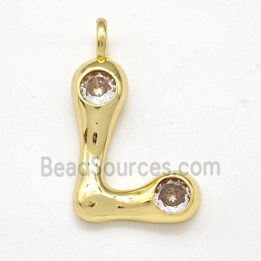 Copper Letter-L Pendant Pave Zircon Gold Plated