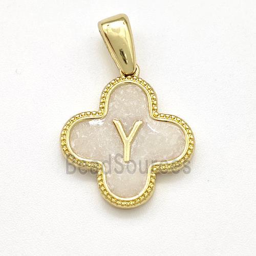 Copper Clover Pendant Letter-Y Painted Gold Plated