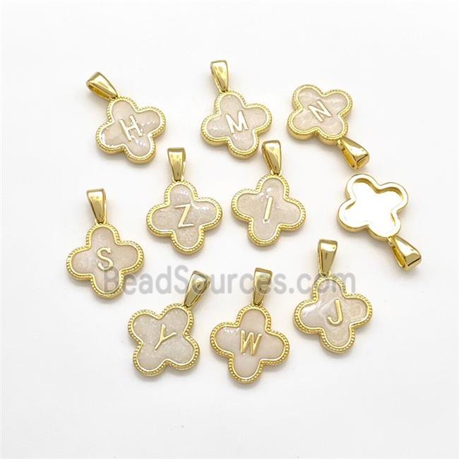 Copper Clover Letter Pendant Painted Mixed Alphabet Gold Plated