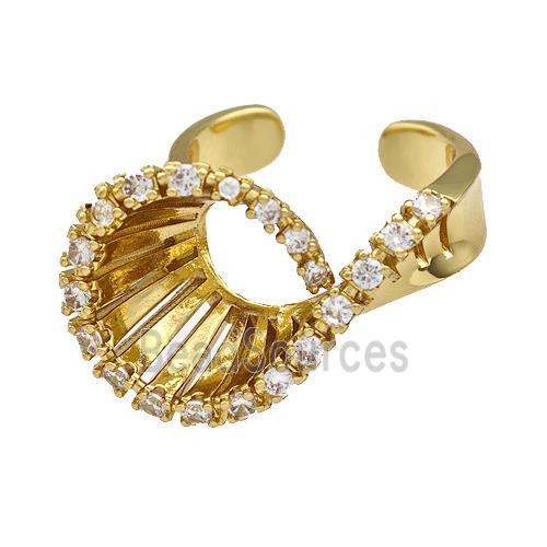 Copper Rings Pave Zircon Hollow Gold Plated