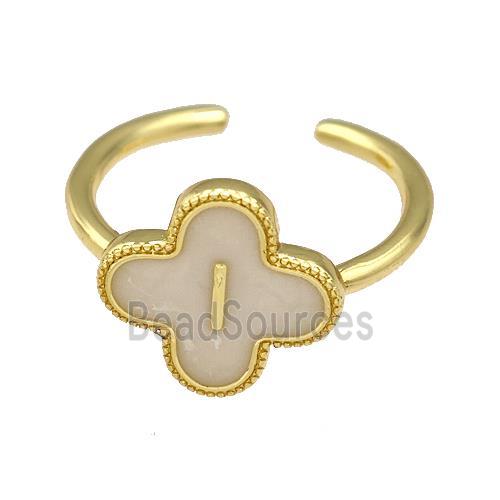 Copper Clover Rings Letter-I Painted Gold Plated