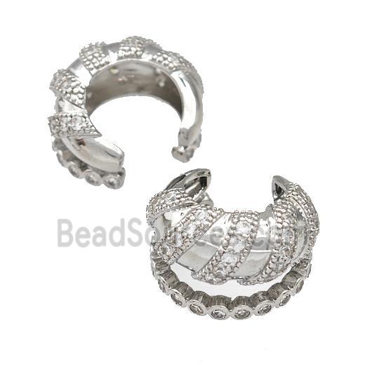 Copper Rings Pave Zircon Spiral Platinum Plated