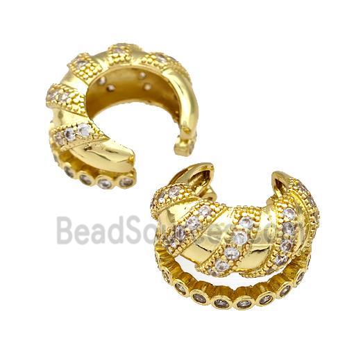 Copper Rings Pave Zircon Spiral Gold Plated