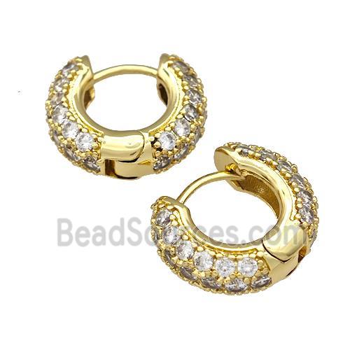 Copper Hoop Earring Micro Pave Zirconia Gold Plated