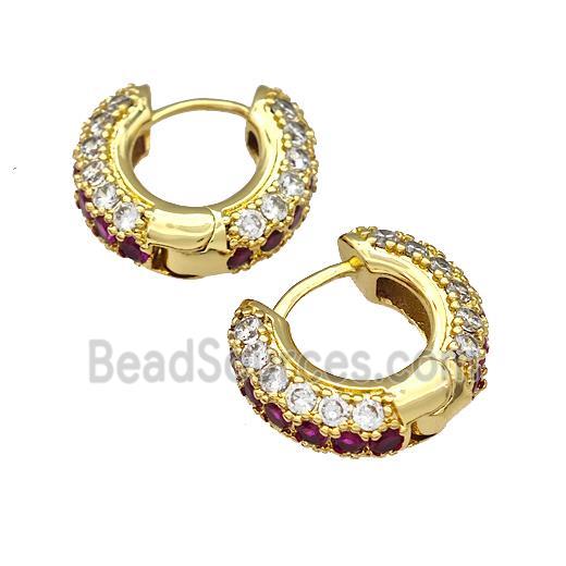 Copper Hoop Earring Micro Pave Zirconia Gold Plated