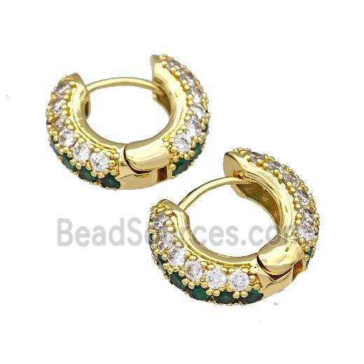 Copper Hoop Earring Micro Pave Zirconia Gold Plated