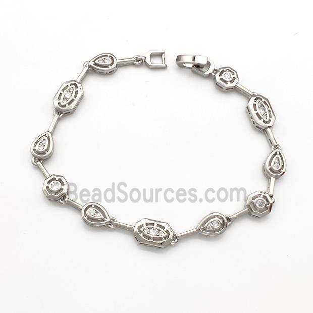 Copper Bracelets Pave Zircon Platinum Plated