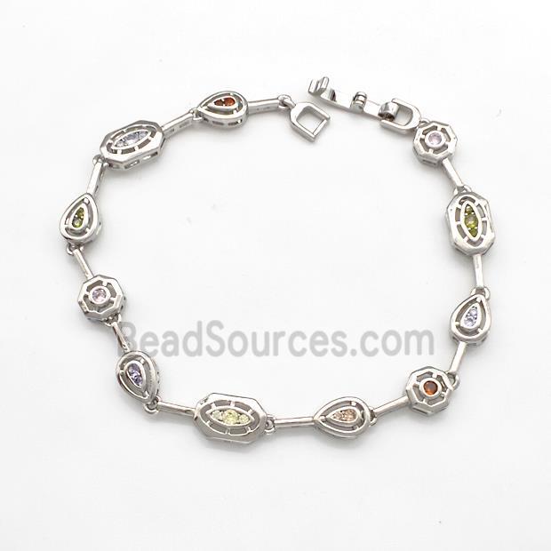 Copper Bracelets Pave Zircon Platinum Plated