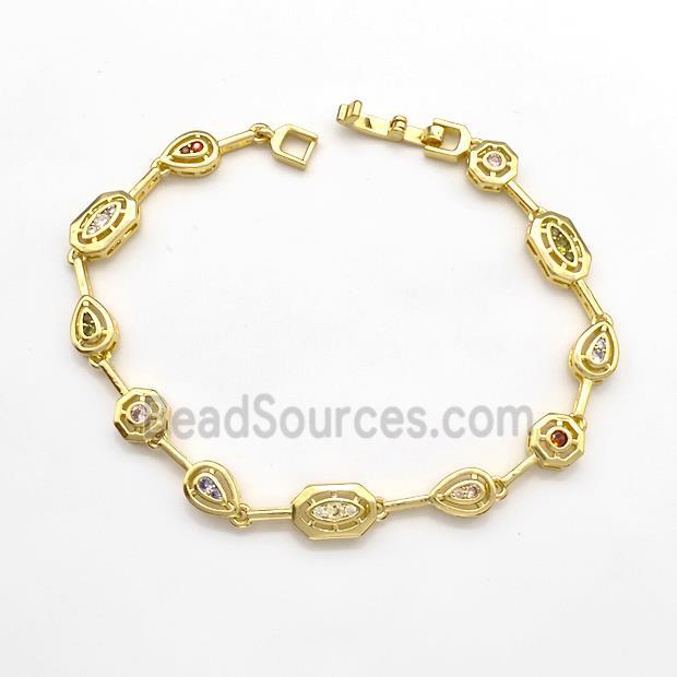 Copper Bracelets Pave Zircon Gold Plated