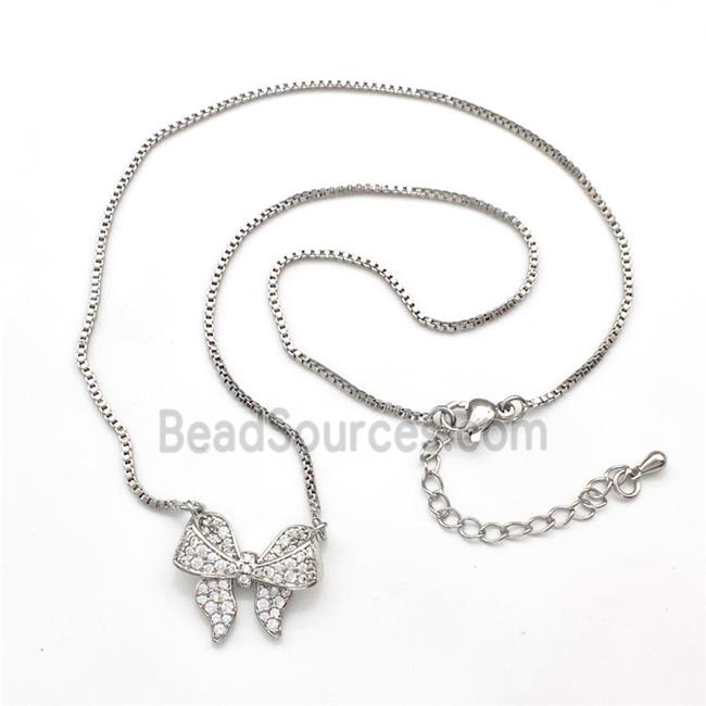 Copper Butterfly Necklaces Pave Zirconia Platinum Plated