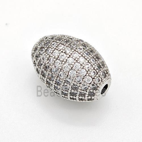 Copper Rice Beads Micro Pave Zirconia Platinum Plated