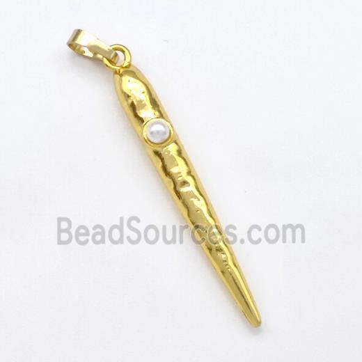 Copper Spike Pendant Pave Pearlized Resin Gold Plated