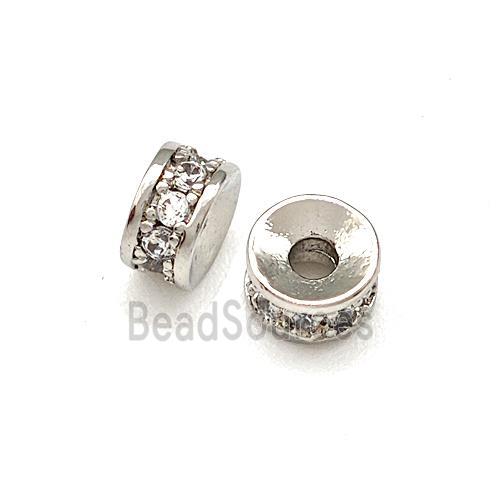 Copper Heishi Beads Pave Zirconia Platinum Plated