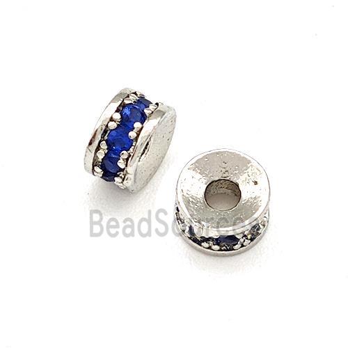 Copper Heishi Beads Pave Blue Zirconia Platinum Plated