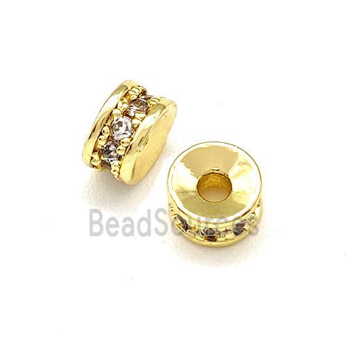 Copper Heishi Beads Pave Zirconia Gold Plated