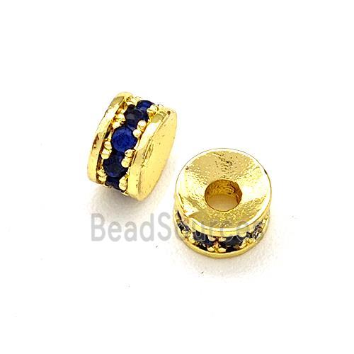 Copper Heishi Beads Pave Blue Zirconia Gold Plated