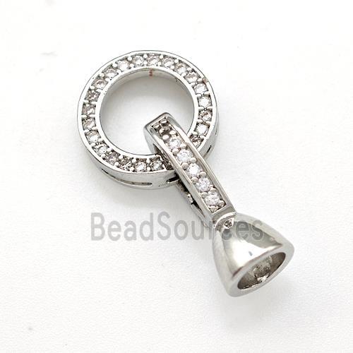 Copper Clasp Pave Zirconia Circle Platinum Plated