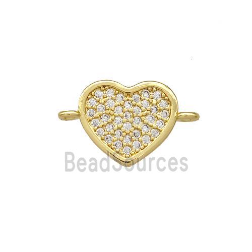 Copper Heart Connector Pave Zirconia Gold Plated