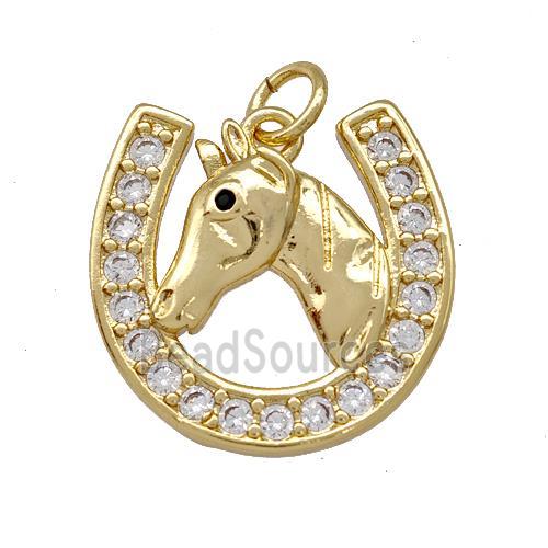 Copper Horseshoes Charms Pendant Pave Zirconia Gold Plated