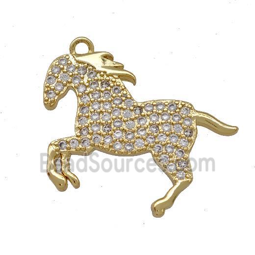 Copper Horse Pendant Pave Zirconia Gold Plated