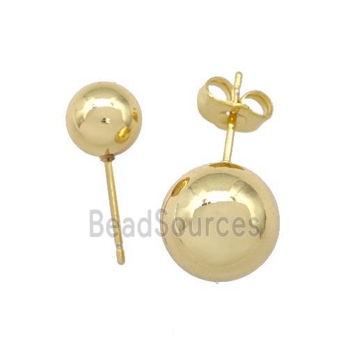 Copper Ball Stud Earrings Hollow Gold Plated