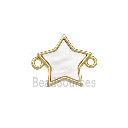 Copper Star Connector Pave Shell 18K Gold Plated