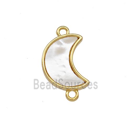 Copper Moon Connector Pave Shell 18K Gold Plated