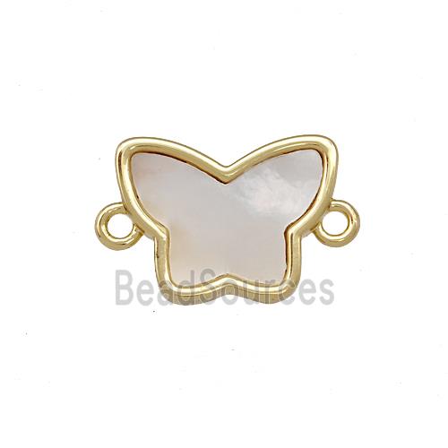 Copper Butterfly Connector Pave Shell 18K Gold Plated