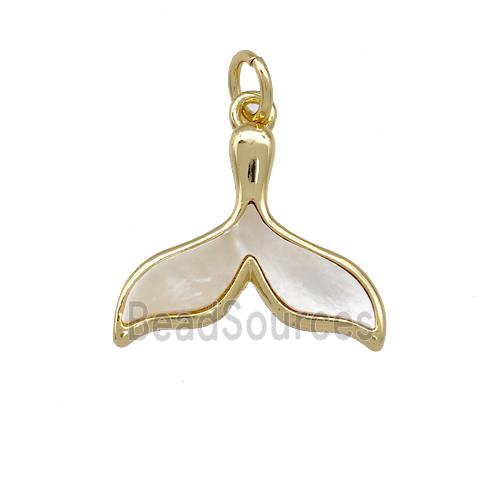 Copper Shark-tail Pendant Pave Shell 18K Gold Plated