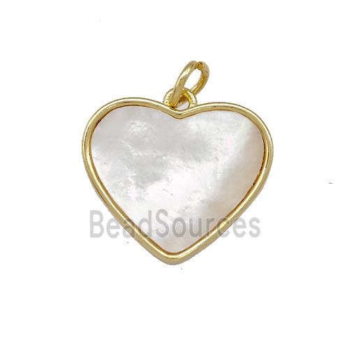 Copper Heart Pendant Pave Shell 18K Gold Plated