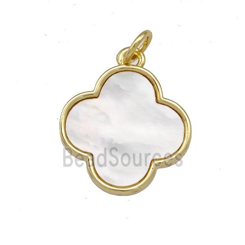 Copper Clover Pendant Pave Shell 18K Gold Plated