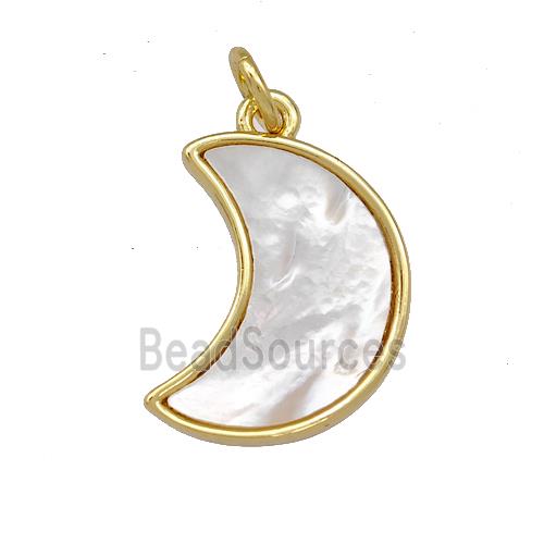 Copper Moon Pendant Pave Shell 18K Gold Plated