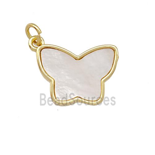 Copper Butterfly Pendant Pave Shell 18K Gold Plated