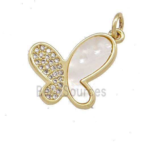 Copper Butterfly Pendant Pave Shell Zirconia 18K Gold Plated