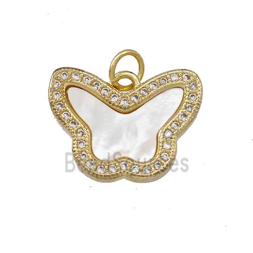 Copper Butterfly Pendant Pave Shell Zirconia 18K Gold Plated