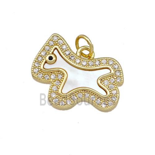 Copper Foal Charms Pendant Pave Shell Zirconia Horse 18K Gold Plated