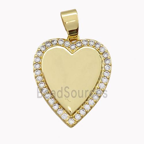 Copper Heart Pendant Micro Pave Zirconia Gold Plated