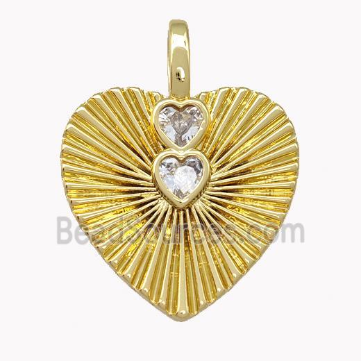 Copper Heart Pendant Pave Zirconia Gold Plated