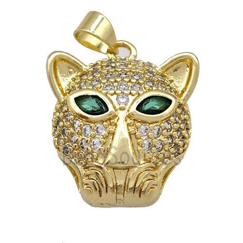 Copper Leopard Pendant Pave Zirconia Gold Plated