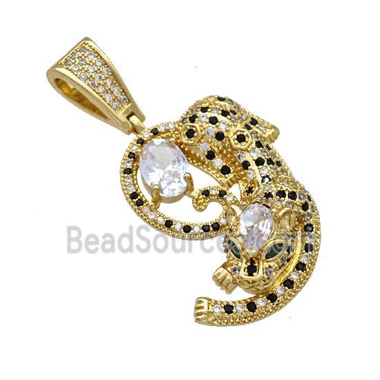 Copper Leopard Pendant Pave Zirconia Gold Plated