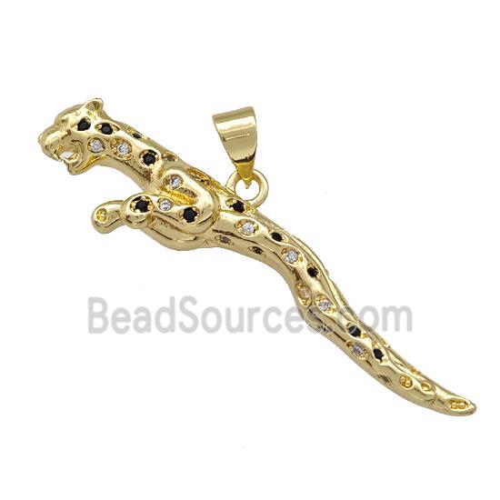 Copper Leopard Pendant Pave Zirconia Gold Plated