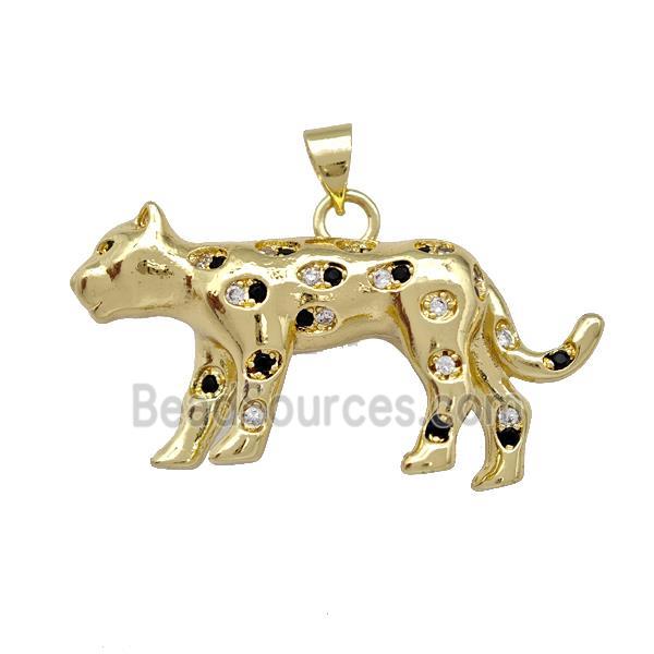 Copper Leopard Pendant Pave Zirconia Gold Plated