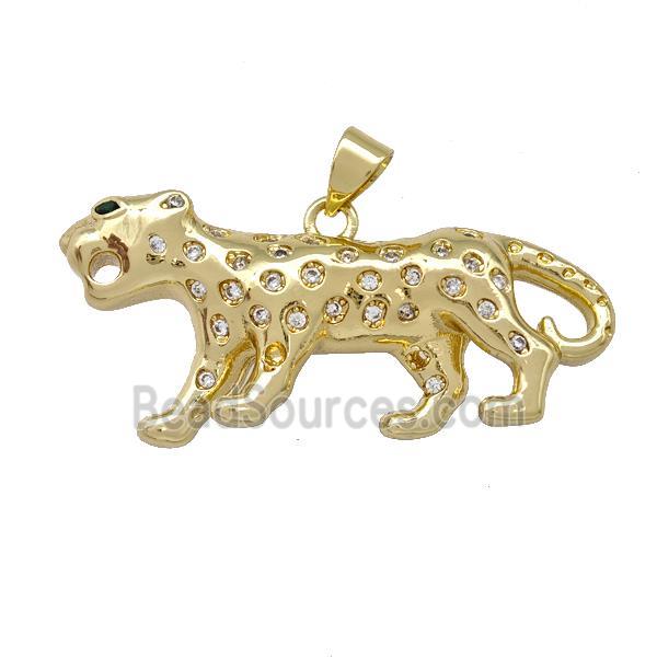 Copper Leopard Pendant Pave Zirconia Gold Plated