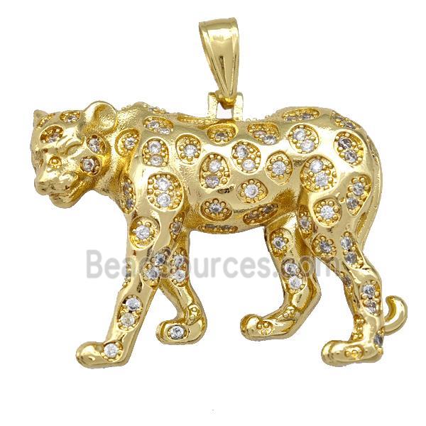 Copper Leopard Pendant Micro Pave Zirconia Gold Plated