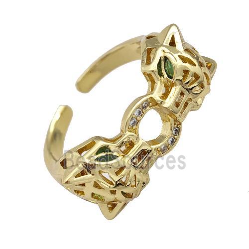 Copper Leopard Rings Micro Pave Zirconia Gold Plated