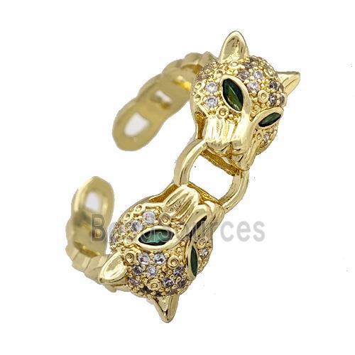 Copper Leopard Rings Micro Pave Zirconia Gold Plated