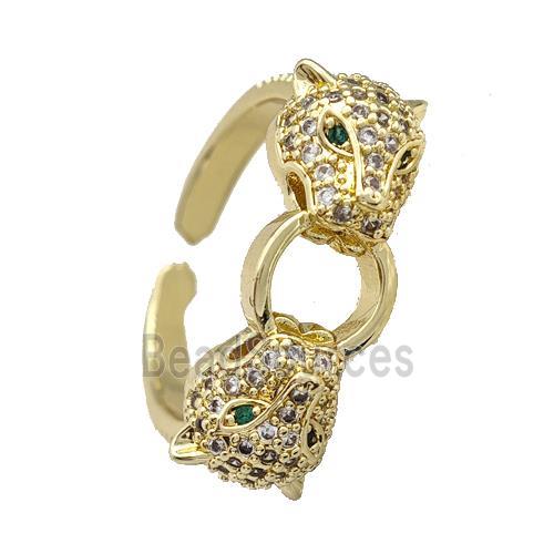 Copper Leopard Rings Micro Pave Zirconia Gold Plated