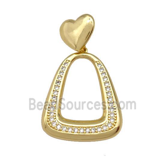 Copper Teardrop Pendant Pave Zirconia Heart Gold Plated